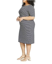 Plus Belle Breton Stripe Jersey Dress