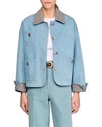 Sandro Denim Jacket Front Button