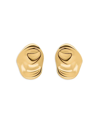 Aqua 18K Gold-Plated Sterling Silver Sculptured Oval Stud Earrings - Exclusive