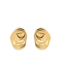 Aqua 18K Gold-Plated Sterling Silver Sculptured Oval Stud Earrings - Exclusive