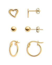 Heart, Sphere & Hoop Earrings, Set of 3