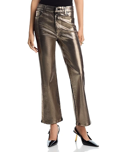 Frame The Reboot High Rise Crop Metallic Coated Jeans