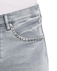 Slim Fit Alloy Studded Trim Jeans Gray