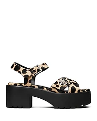 Women's Turnlock Calf Hair Lug Heel Platform Sandals