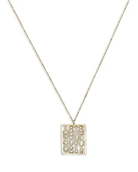 Wwake 14k Yellow Gold Gender Cultured Freshwater Pearl Square Pendant Necklace, 16