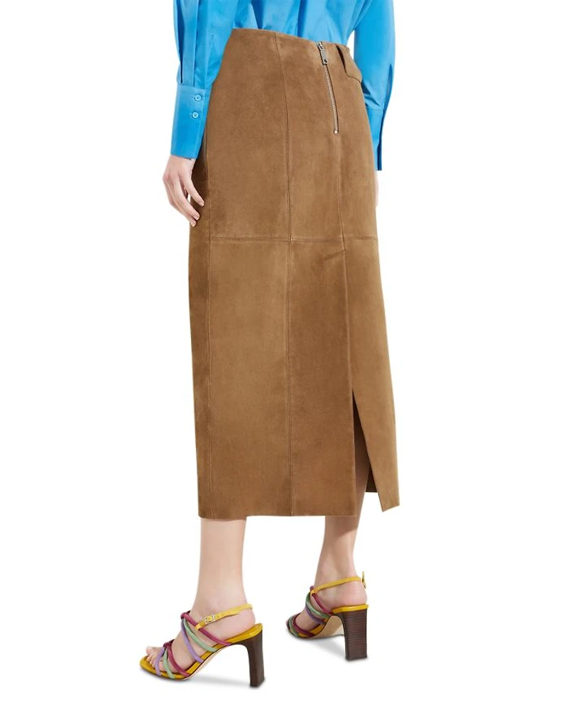 Suede Column Midi Skirt