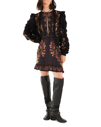 Farm Rio Berry Embroidery Knit V Neck Cardigan