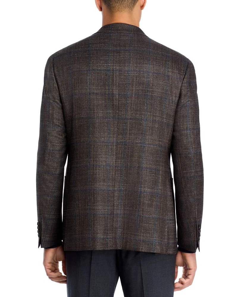 Kei Wool, Silk & Cashmere Windowpane Unstructured Trim Fit Sport Coat