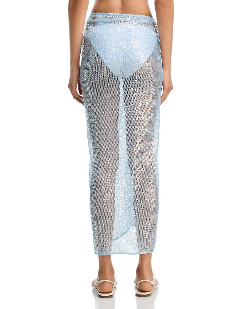 Sequin Mesh Sarong Swim Cover-Up