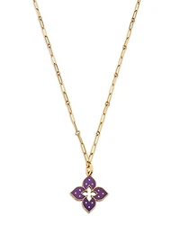 Purple Titanium & 18K Rose Gold Venetian Princess Diamond Flower Pendant Necklace, 33"