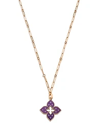 Roberto Coin Purple Titanium & 18K Rose Gold Venetian Princess Diamond Flower Pendant Necklace, 33