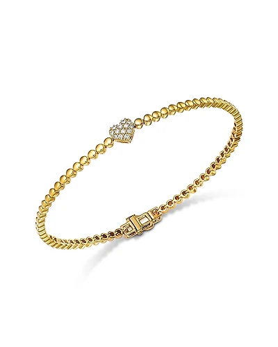 Bloomingdale's Fine Collection Diamond Heart Beaded Bracelet