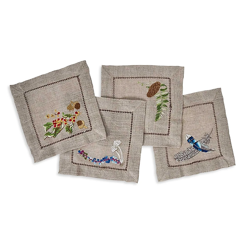 Juliska Forest Walk Cocktail Napkins, Assorted Set of 4