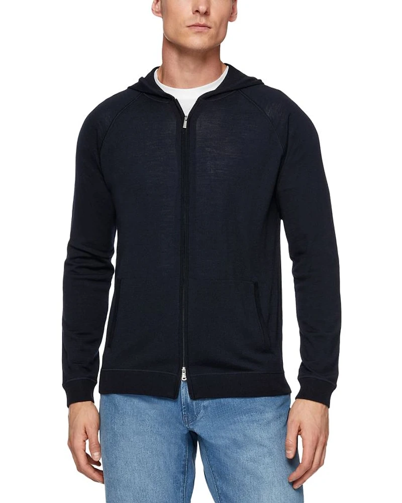 Merino Wool Zip Front Hoodie