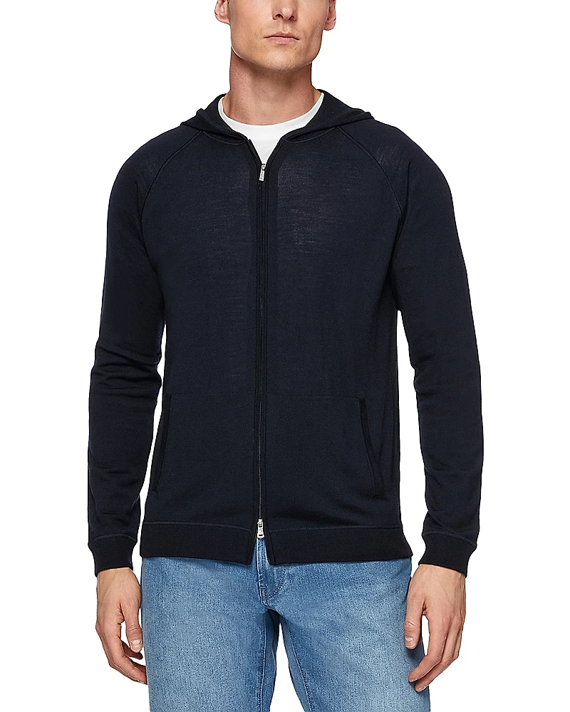 Boggi Milano Merino Wool Zip Front Hoodie