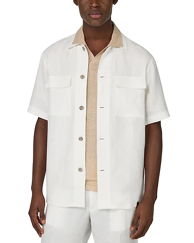 Boggi Milano Linen Button Front Overshirt