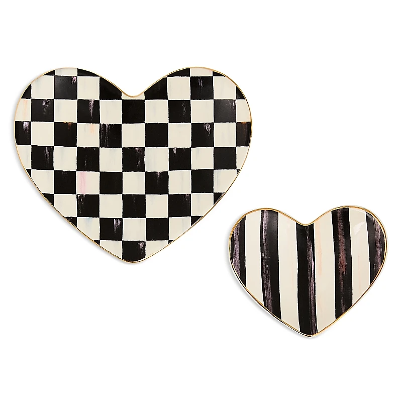 MacKenzie-Childs Rosy Heart Trinket Dishes