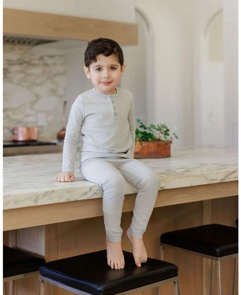 Unisex Heart and Star Button Pointelle Collection Lounge Set - Baby, Little Kid