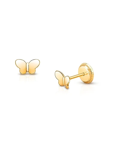 Tiny Blessings Girls' 14K Gold Little Butterfly Studs Screw Back Earrings