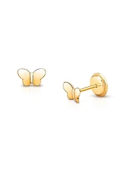 Tiny Blessings Girls' 14K Gold Little Butterfly Studs Screw Back Earrings