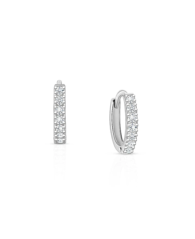 Tiny Blessings Girls' Sterling Silver 9mm Timeless Pave Huggie Hoop Earrings