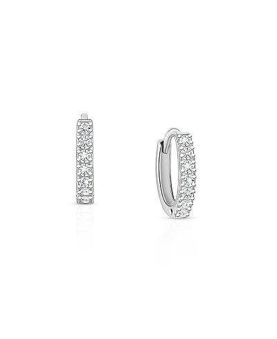 Tiny Blessings Girls' Sterling Silver 9mm Timeless Pave Huggie Hoop Earrings