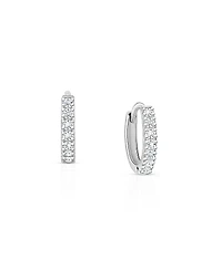 Tiny Blessings Girls' Sterling Silver 9mm Timeless Pave Huggie Hoop Earrings