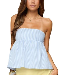 Edikted Maddie Strapless Striped Babydoll Top