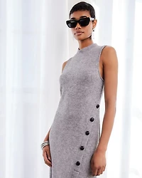 Lauren Button Detail Midi Dress