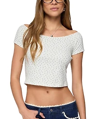 Edikted Perry Floral Boat Neck Top