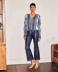 Sigourney Pintuck Faux Leather Pants