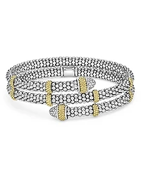 Lagos 18K Yellow Gold & Sterling Silver Caviar Lux Diamond Beaded Wrap Bracelet