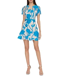 Milly Rosie Floral Belted Flare Dress