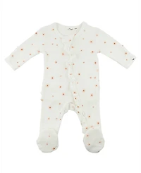oh baby! Girls' Zipper Footie - Twinkle Mini Daisies with Ruffles Baby