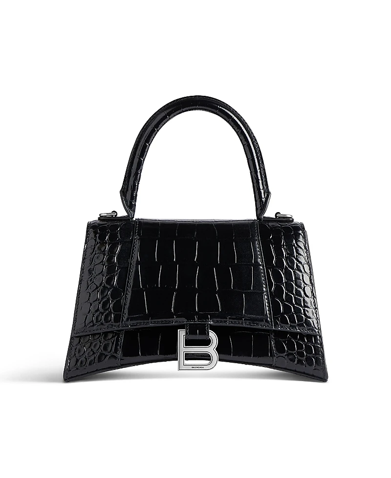 Balenciaga Hourglass Handbag Crocodile Embossed