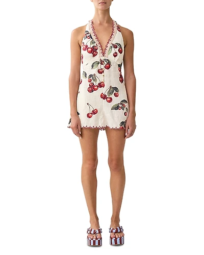 Camilla Cherry Print Halter Romper