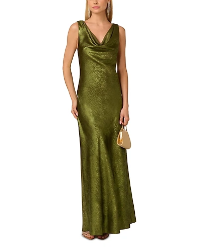 Adrianna By Papell Foil Cowlneck Gown