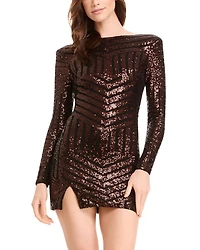 Nathalia Sequin Long Sleeve Mini Dress