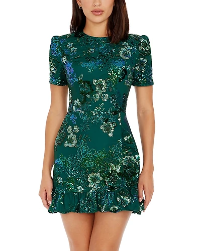 Dress the Population Brittany Floral Sequin Mini