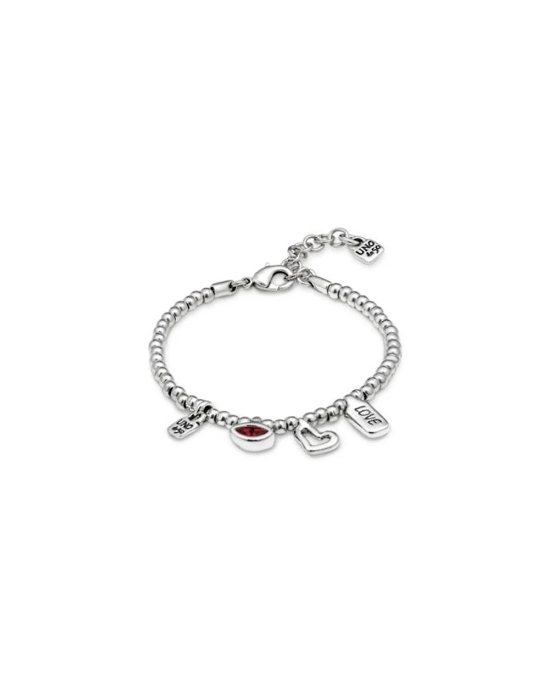 Sterling Silver-Plated Beaded Bracelet With Charms