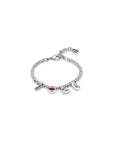 Sterling Silver-Plated Beaded Bracelet With Charms
