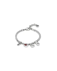 Sterling Silver-Plated Beaded Bracelet With Charms