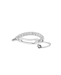 Sterling Silver Plated Beaded with a Central Link Bracelet