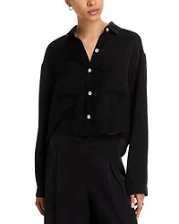 Bella Dahl Wide Hem Cropped Button Down Shirt
