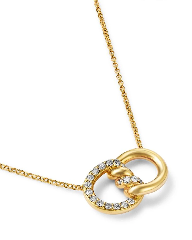 18K Yellow Gold Cialoma Diamond Intertwined Circle Pendant Necklace, 16-18"