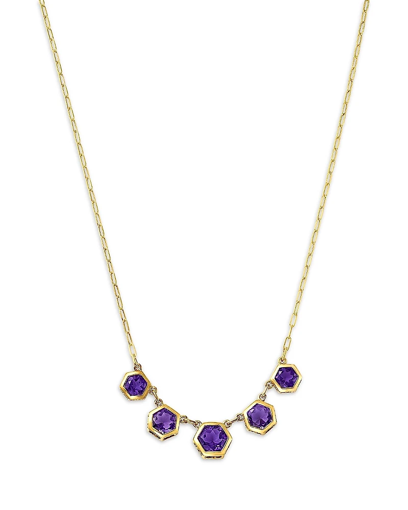 Bloomingdale's Fine Collection Amethyst Five Stone Collar Necklace