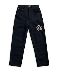Area Crystal Flower Mid Rise Straight Jeans