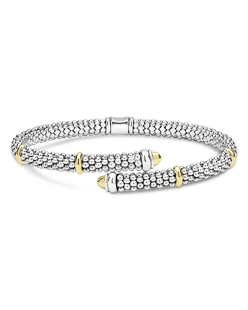 Lagos 18K Yellow Gold & Sterling Silver Signature Caviar Versa Bypass Bracelet