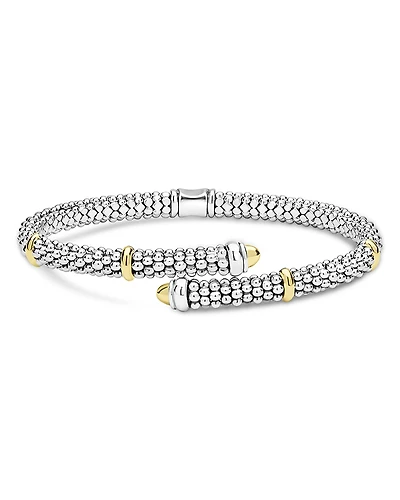 Lagos 18K Yellow Gold & Sterling Silver Signature Caviar Versa Bypass Bracelet