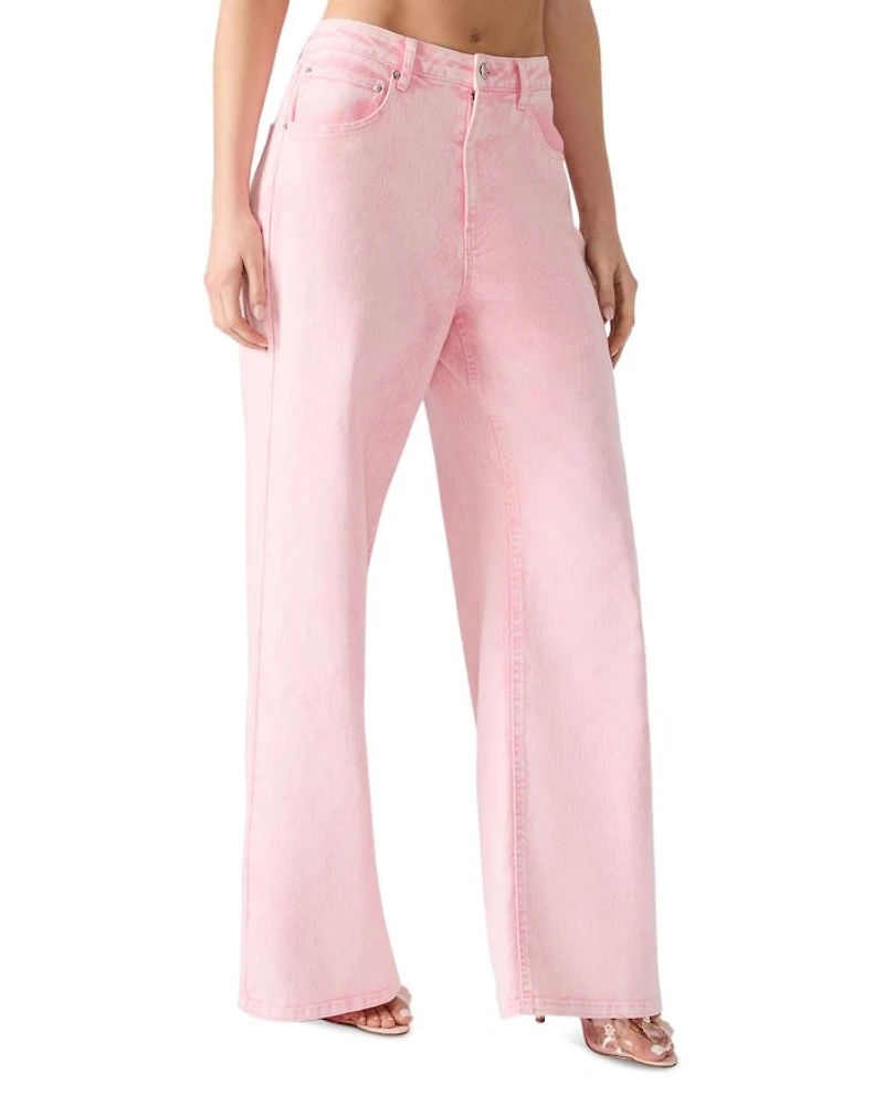 High Rise Wide Leg Jeans Prism Pink